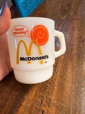 Vintage McDonald's Anchor Hocking Milk Glass  'Good Morning' Mug